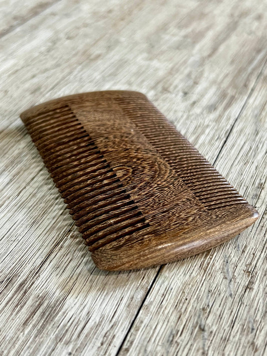 Customizable Genuine Wood Beard Comb: Black/Gold Sandalwood