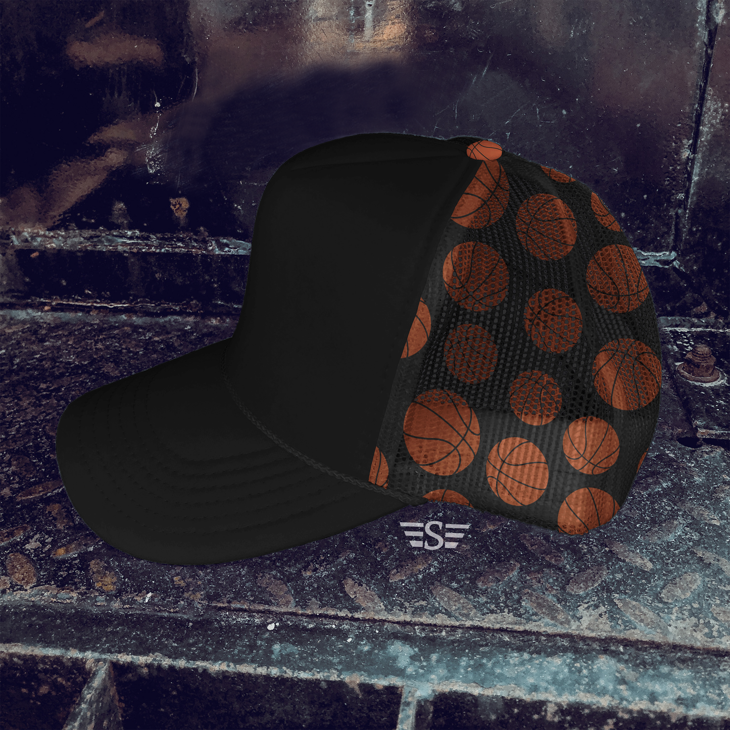 Ready to Customize Basketball Mesh Back Cap: Black