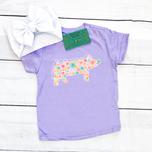 Girls Bible Barnyard Easter Tee: 18m / Pig