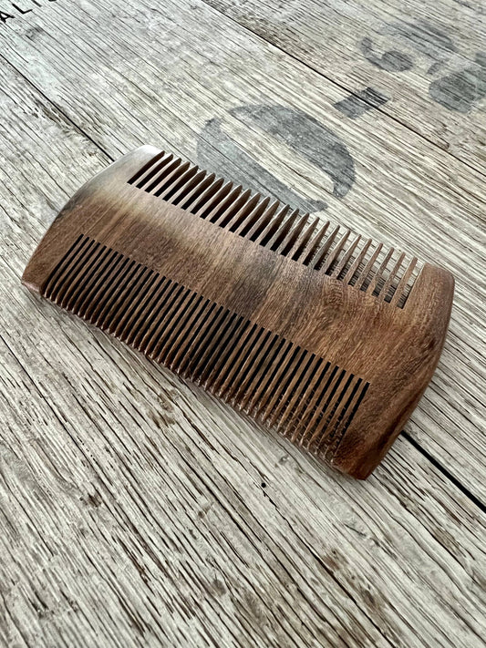 Customizable Genuine Wood Beard Comb: Black/Gold Sandalwood