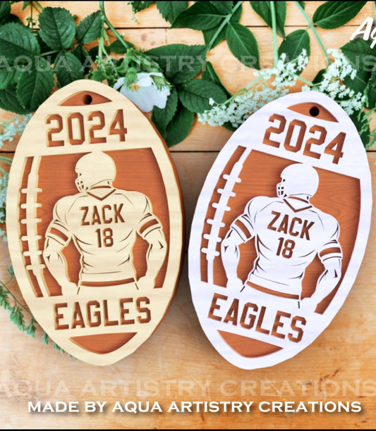 Custom Wooden Football Ornament